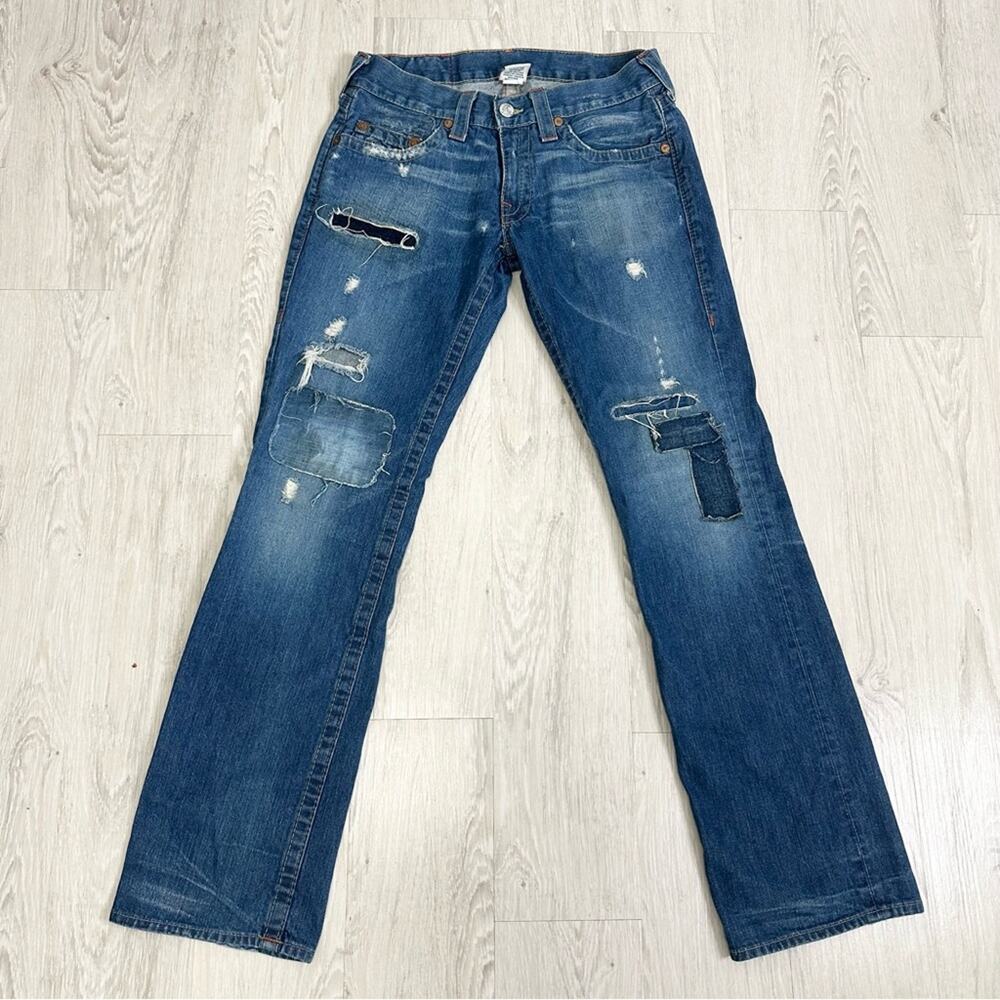 Men’s True Religion Bobby Jeans - Distressed Patchwork - Made in USA Size 31x33